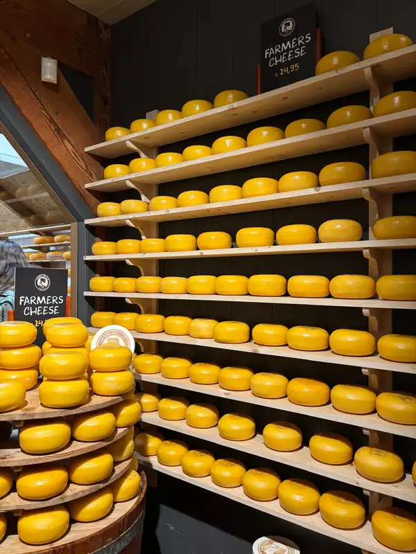 Ruedas de queso holandés en la quesería Catharina Hoeve de Zaanse Schans