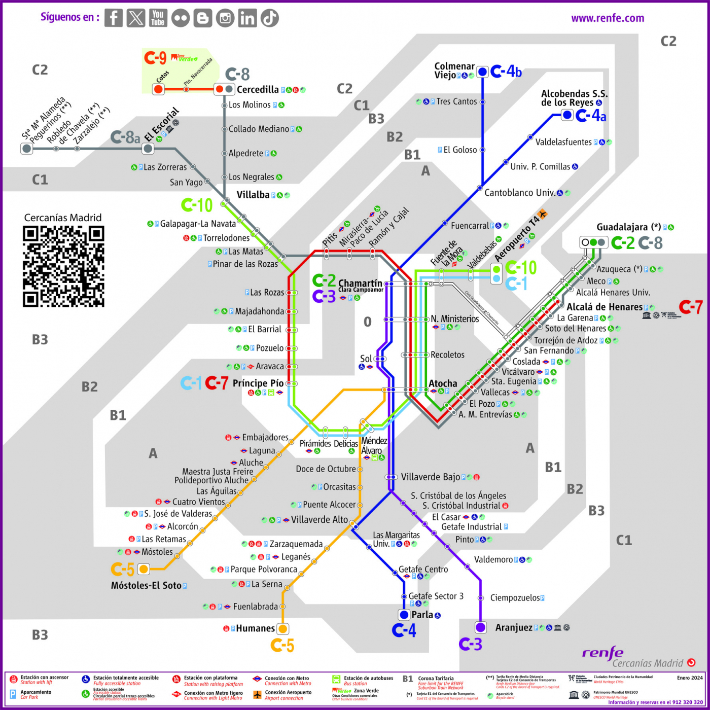 Mapa del renfe Cercanías de Madrid